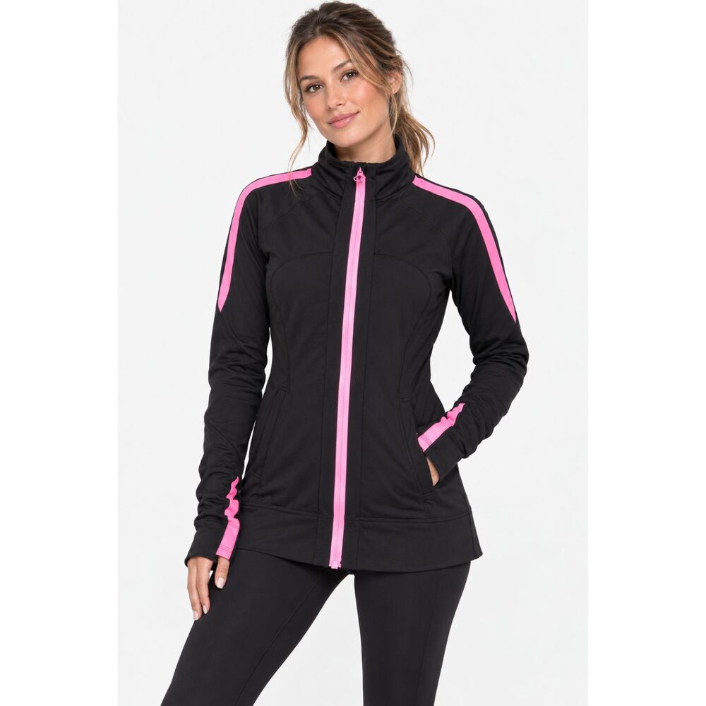 Lululemon Athletica Black Pink full zip Jacket Women's Size 4